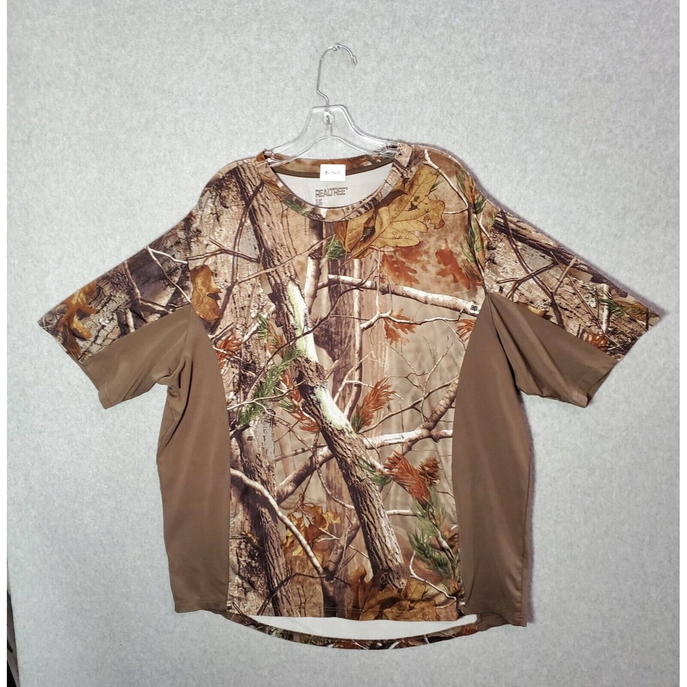 Realtree‎ Men T-Shirt XL Brown Camo Hunting Short Sleeve Crew Neck Pullover Tee